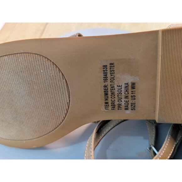 Torrid Tan Suede Strappy Sandals Women's 11 WW Y2K Style Zip Back Buckle - Picture 8 of 8